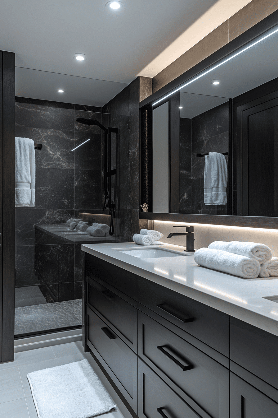 29 Black and White Bathroom Ideas That Make Every Detail Feel Elegant tuscany decor