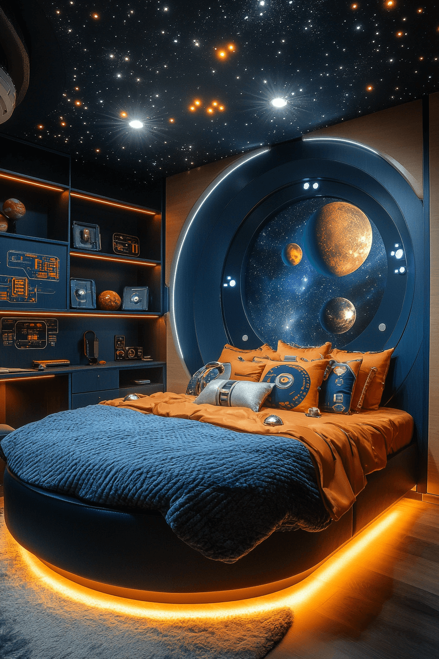29 Space Themed Bedroom Ideas to Build a Cozy Out of This World Room tuscany decor