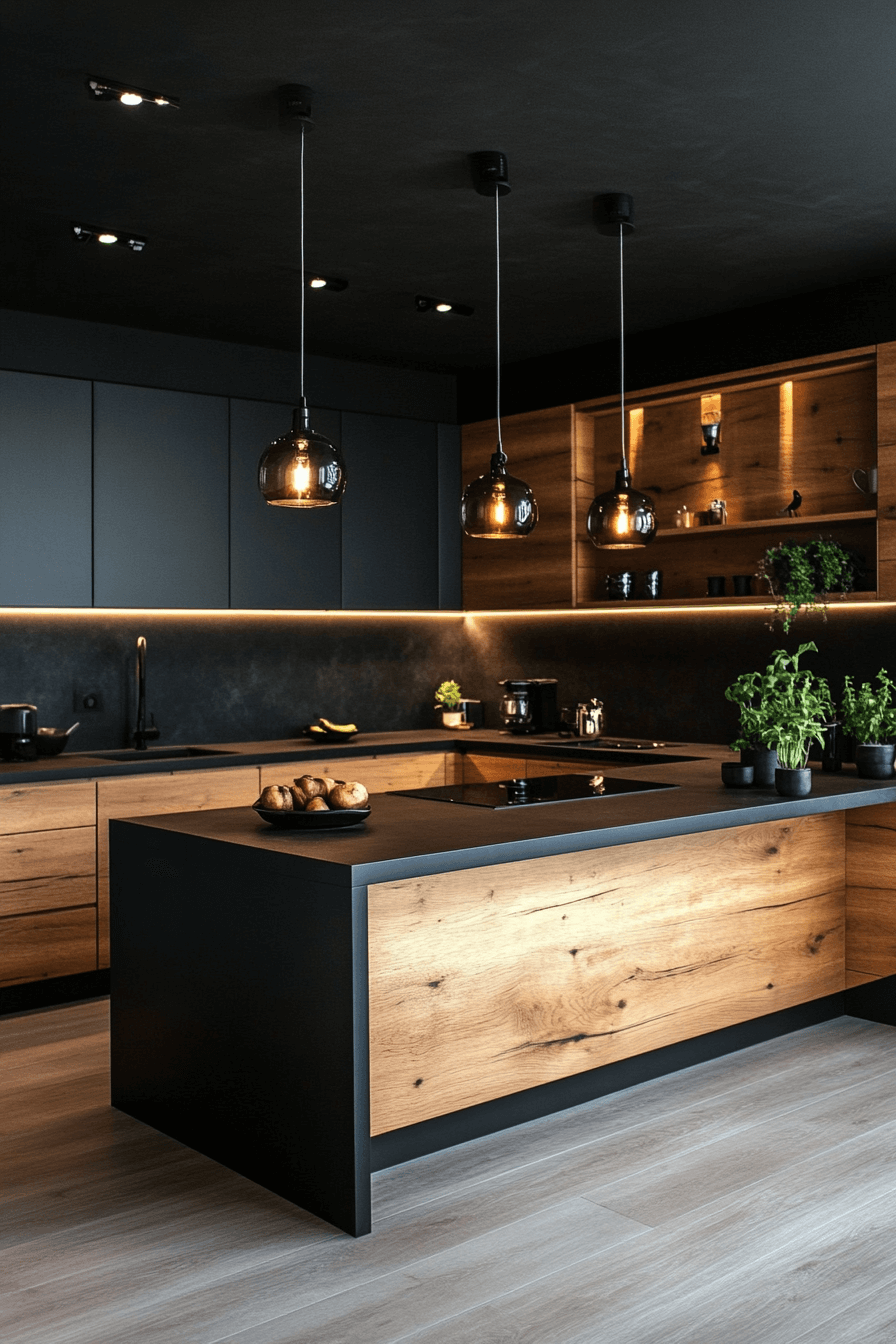 29 Black And Wood Kitchen Ideas That Feel Warm Stylish And Inviting ...