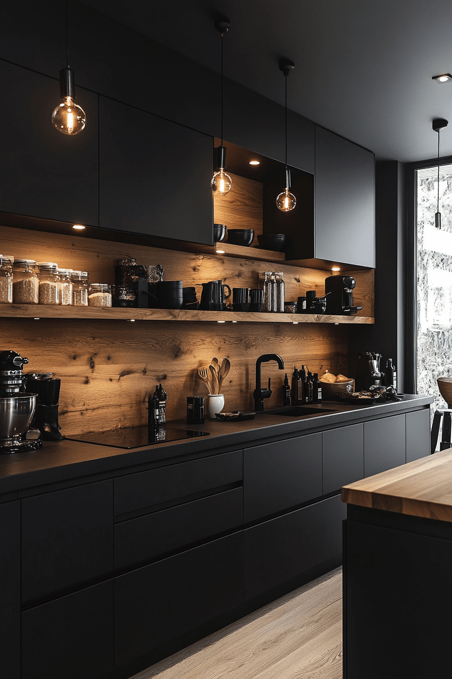 29 Black And Wood Kitchen Ideas That Feel Warm Stylish And Inviting ...
