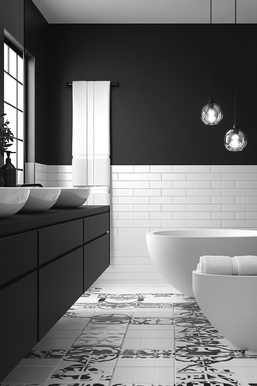 29 Black and White Bathroom Ideas That Make Every Detail Feel Elegant tuscany decor