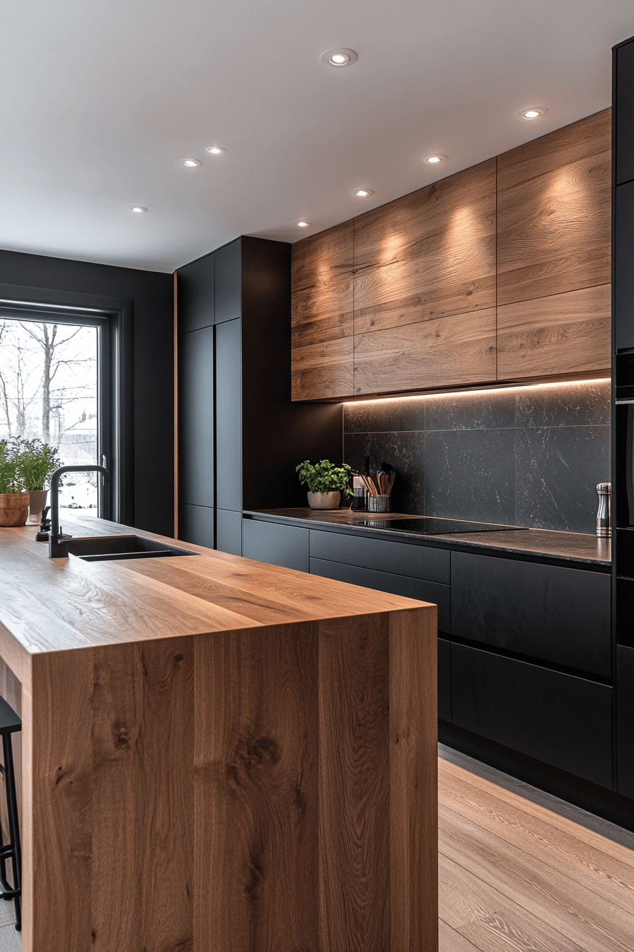 29 Black And Wood Kitchen Ideas That Feel Warm Stylish And Inviting ...