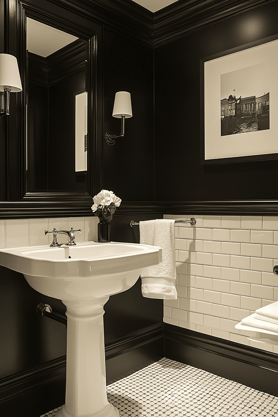 29 Black and White Bathroom Ideas That Make Every Detail Feel Elegant tuscany decor