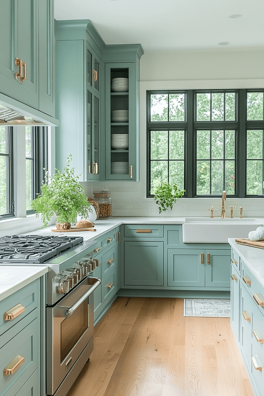 Blue Green Kitchen Cabinets