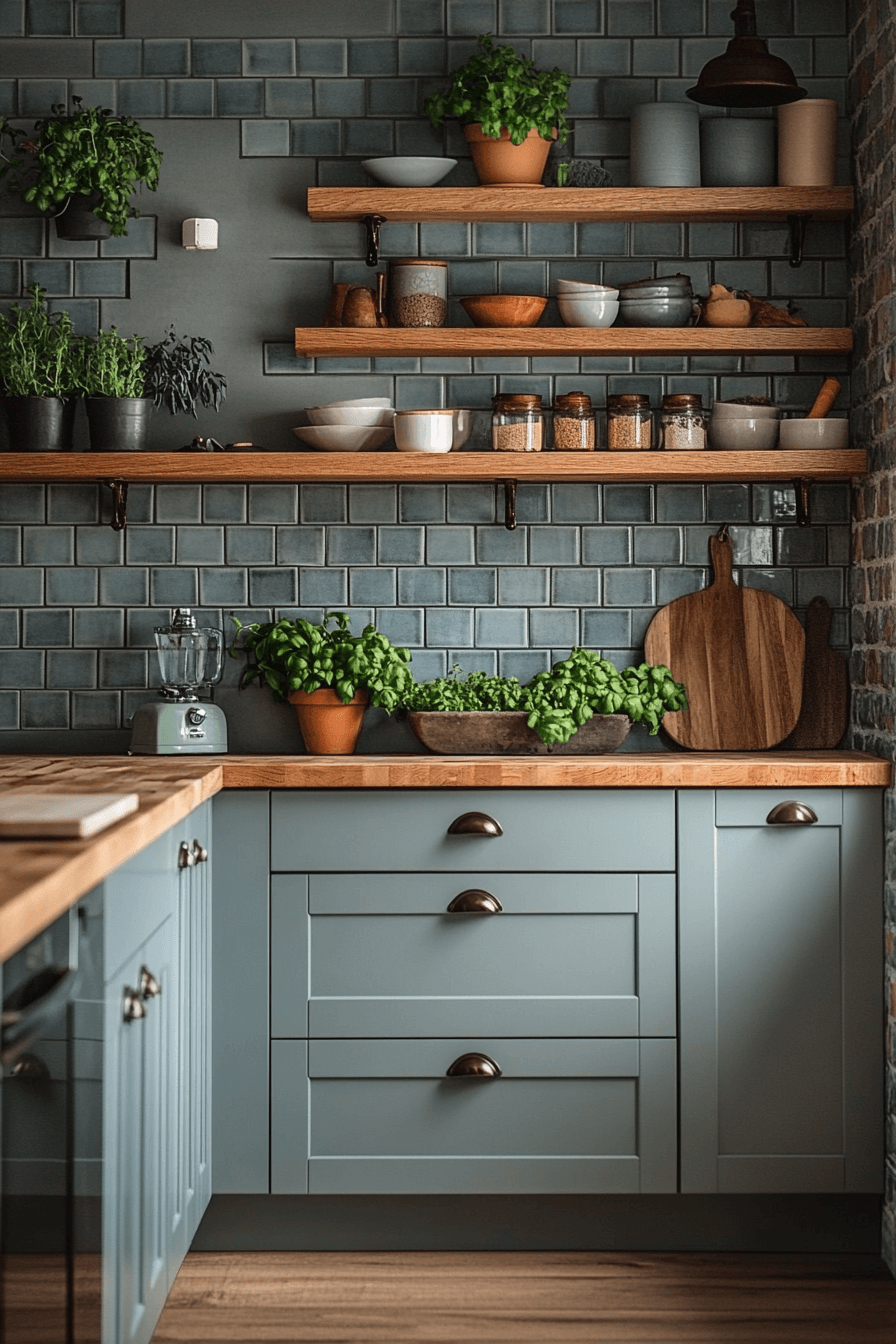 blue backsplash kitchen