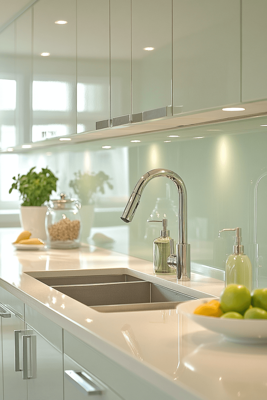 green backsplash kitchen
