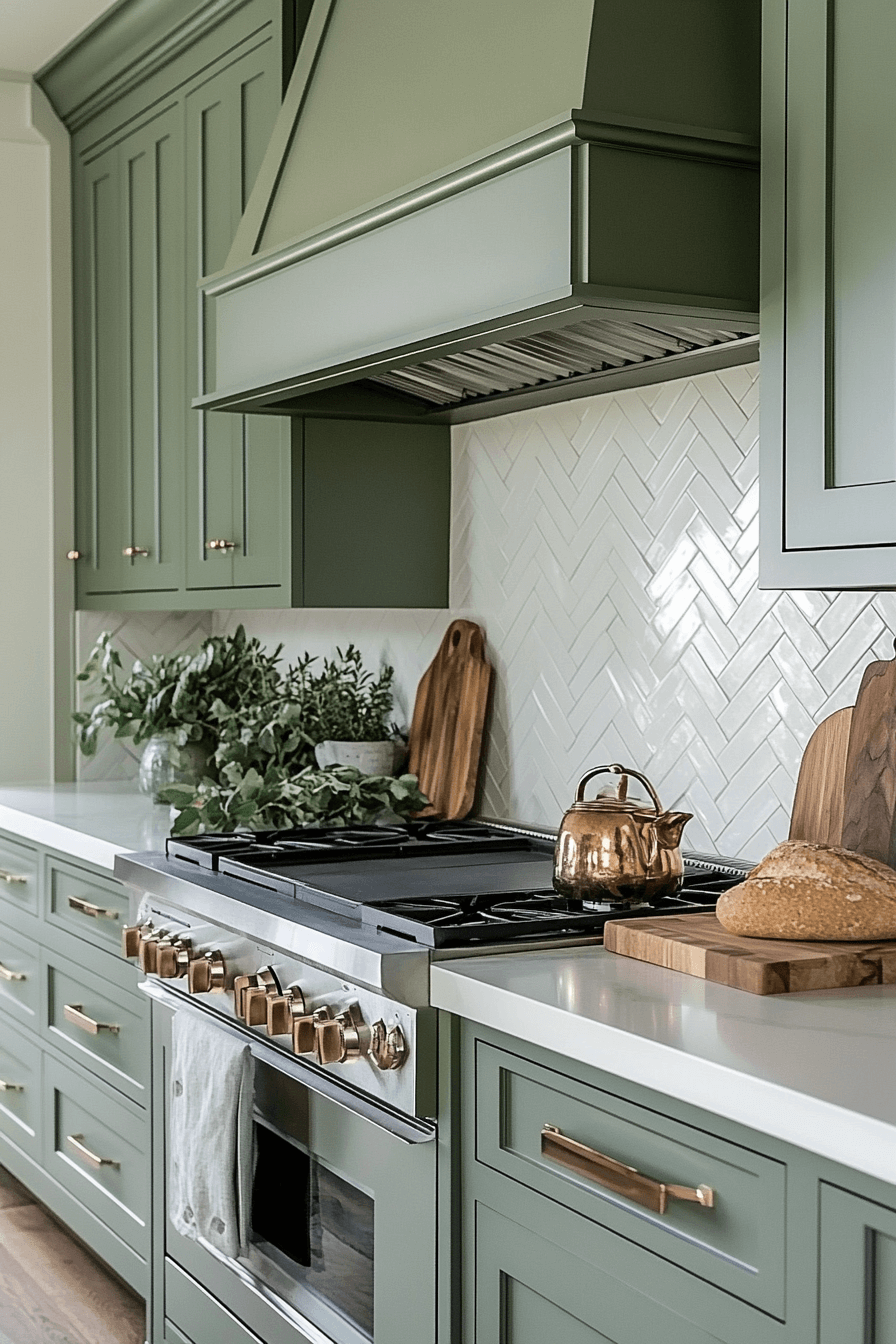 Olive Green Cabinets Kitchen