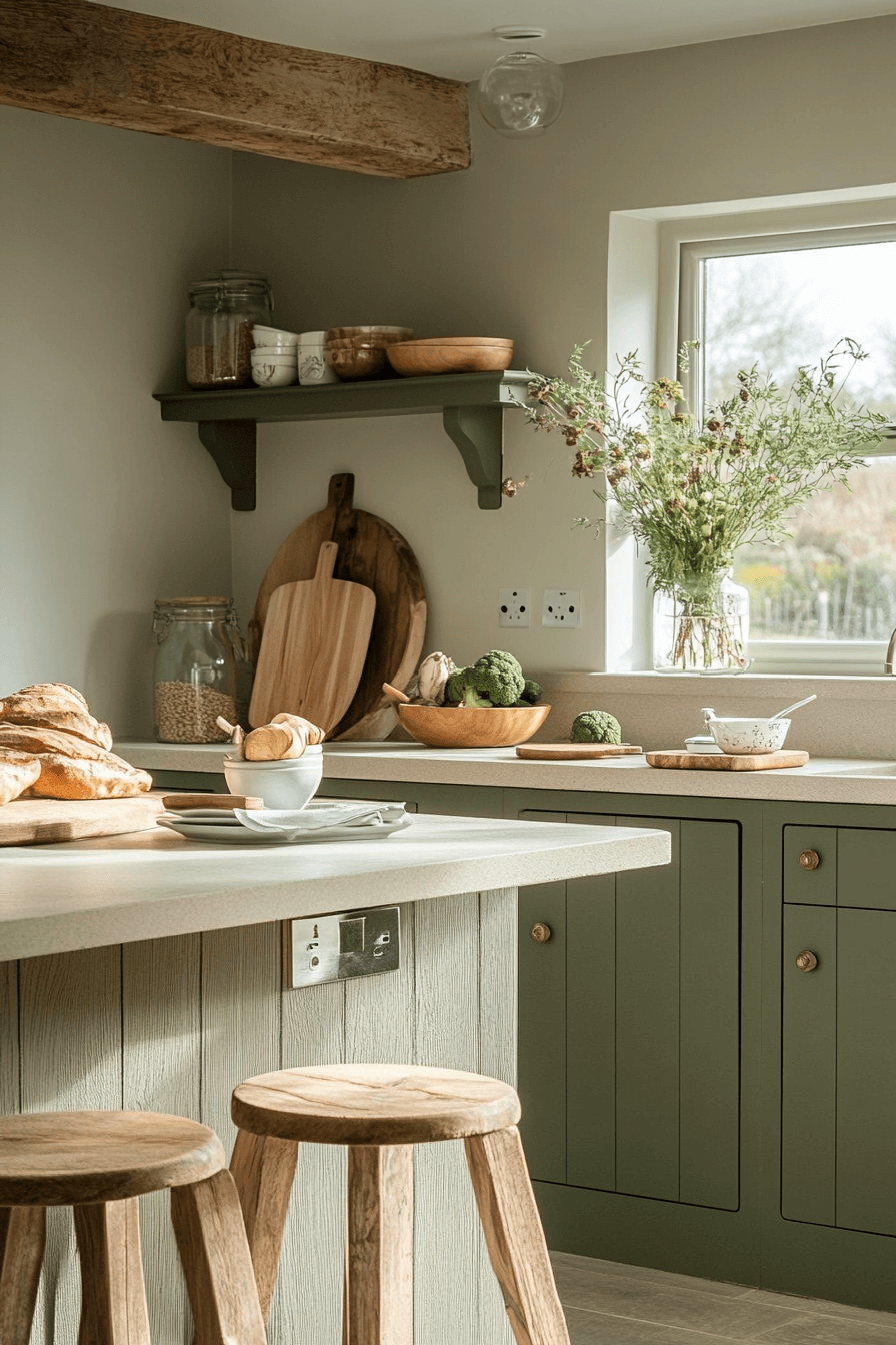 Olive Green Cabinets Kitchen