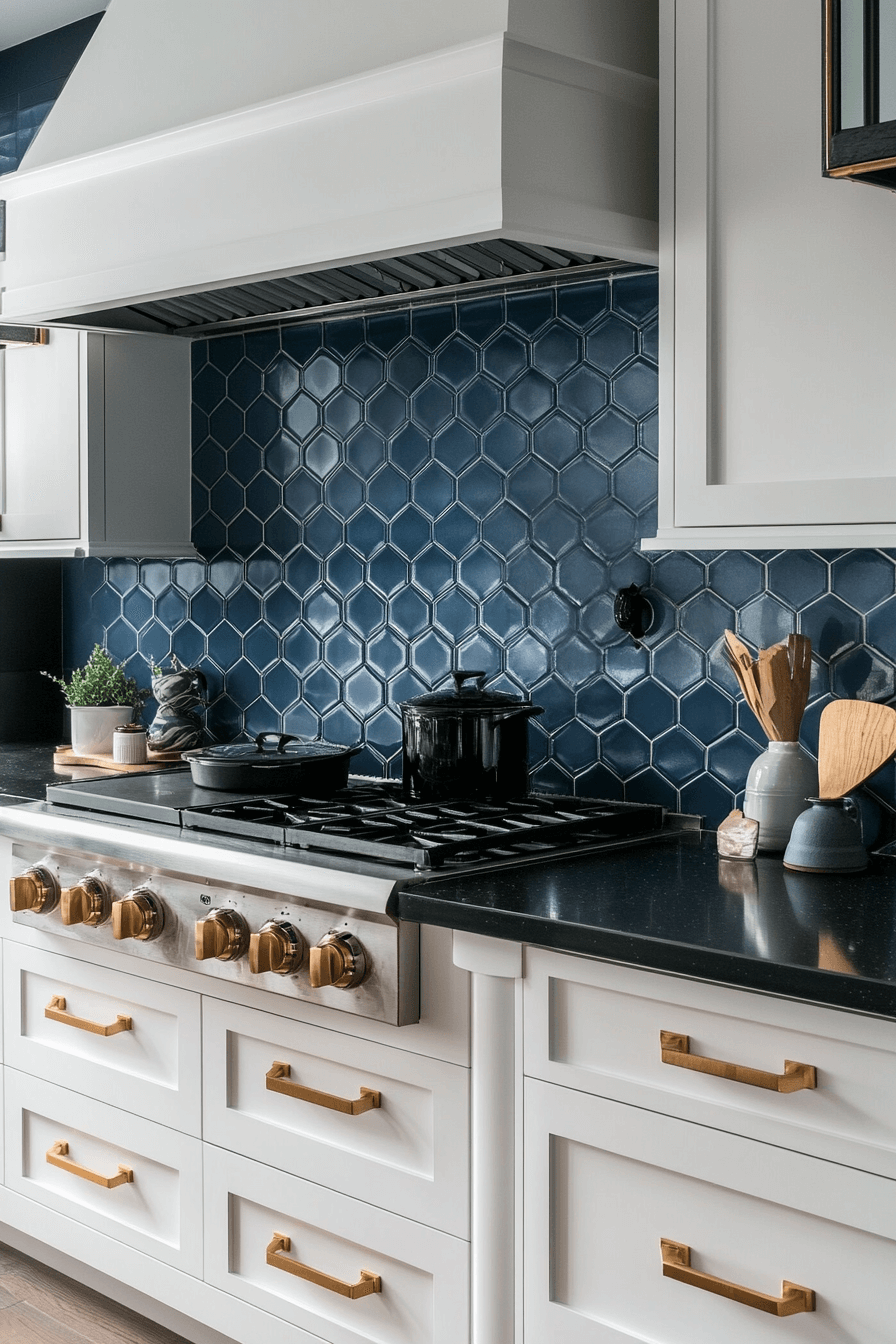 blue backsplash kitchen