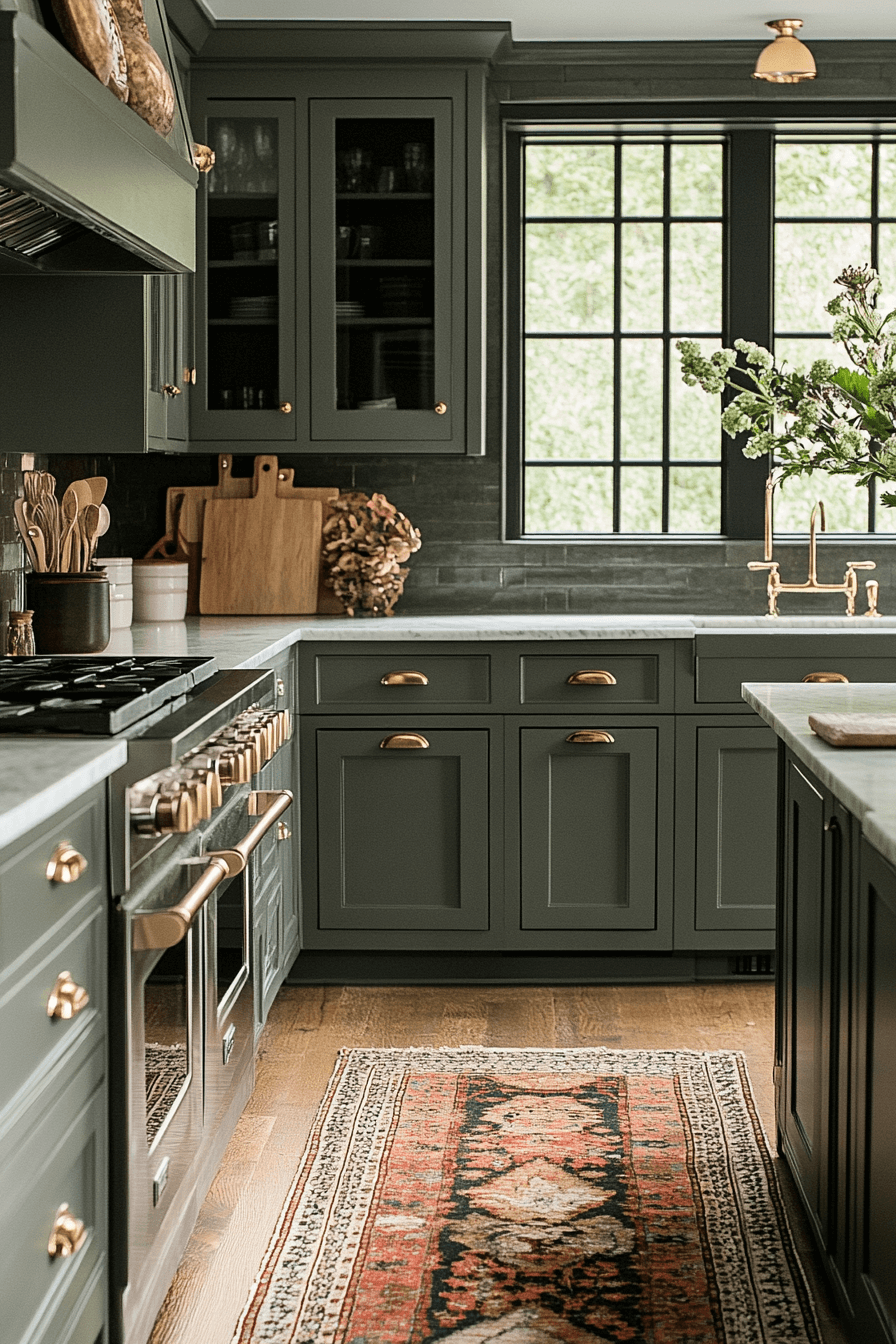 Olive Green Cabinets Kitchen