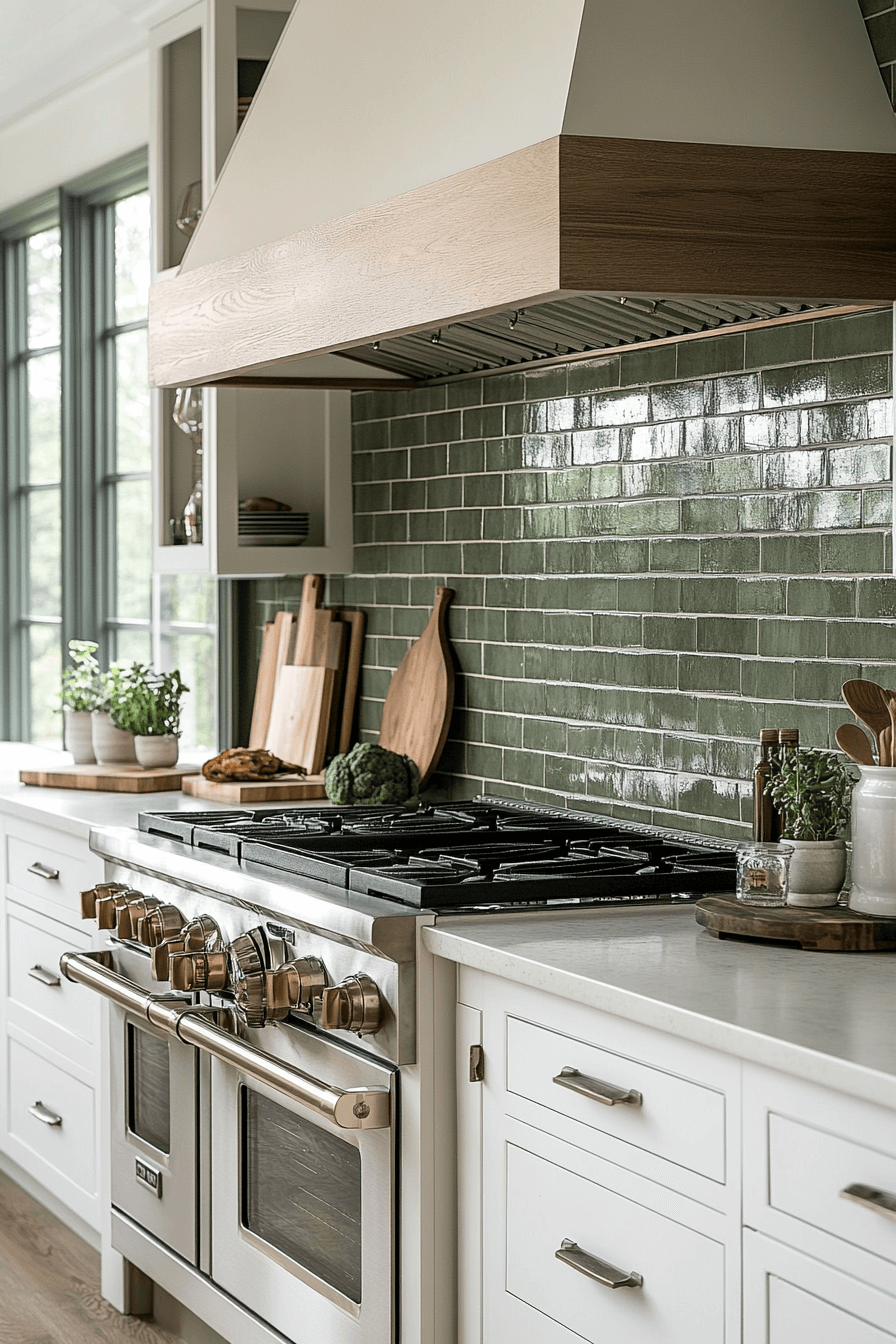 green backsplash kitchen
