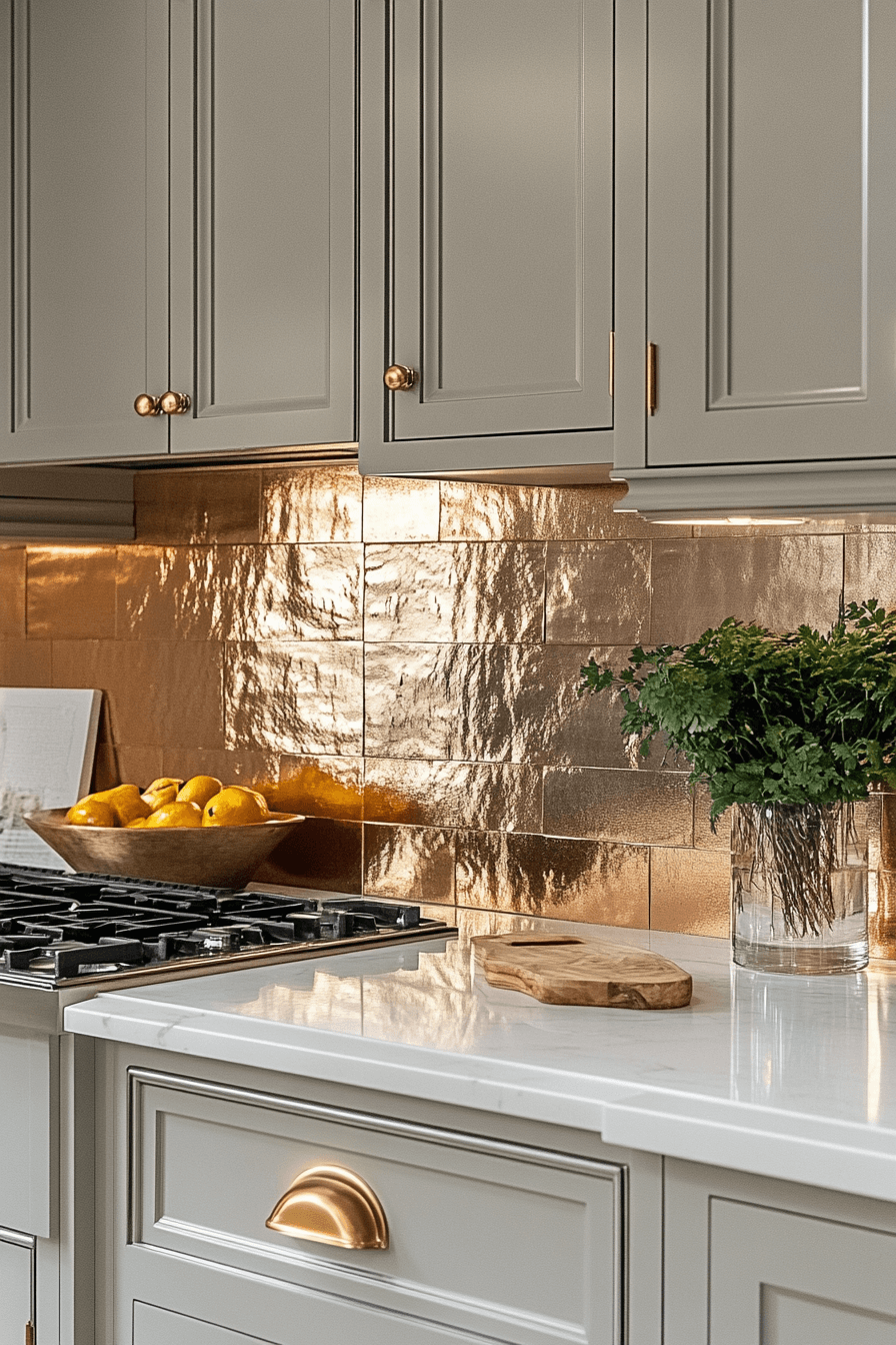 copper backsplash kitchen