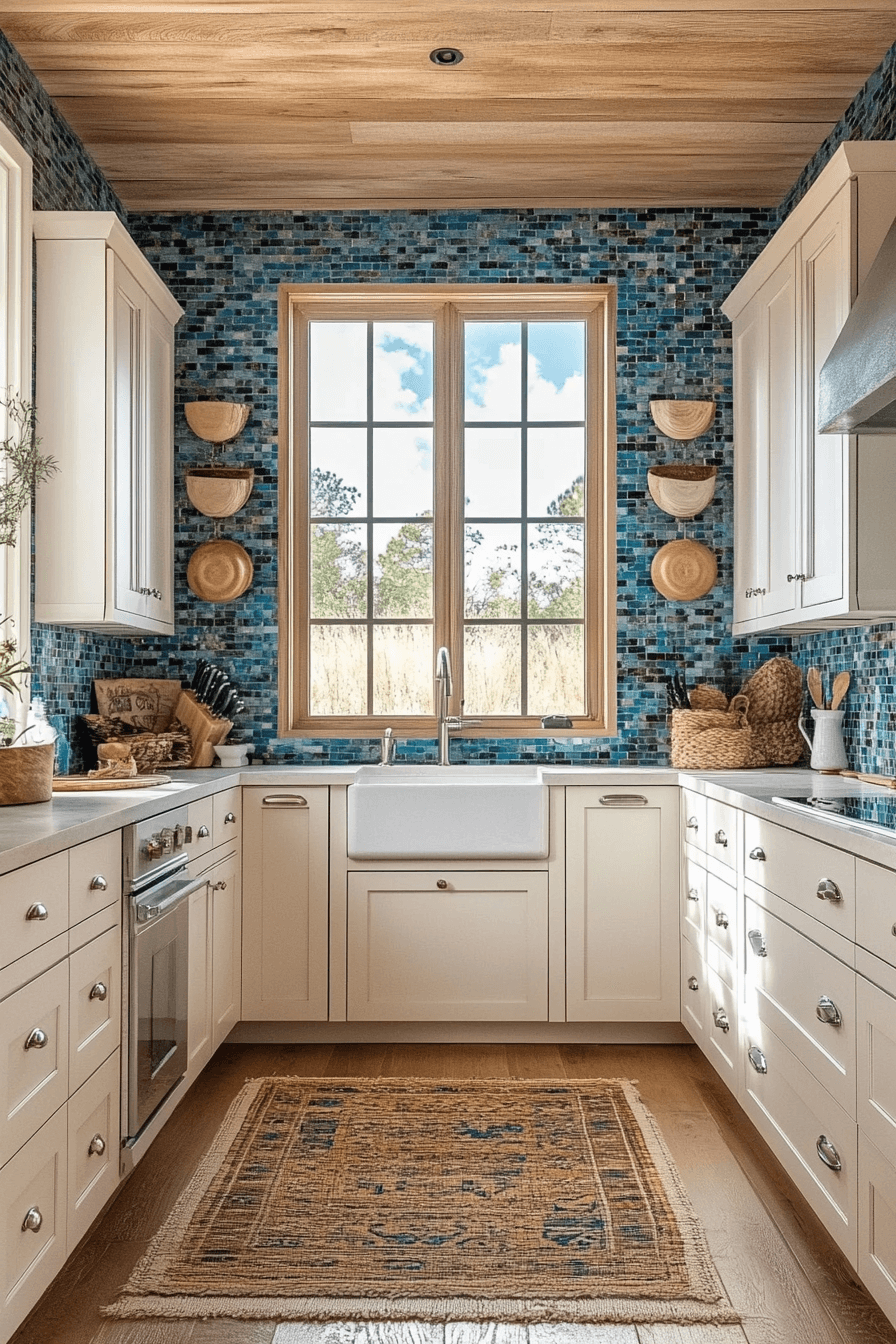 blue backsplash kitchen