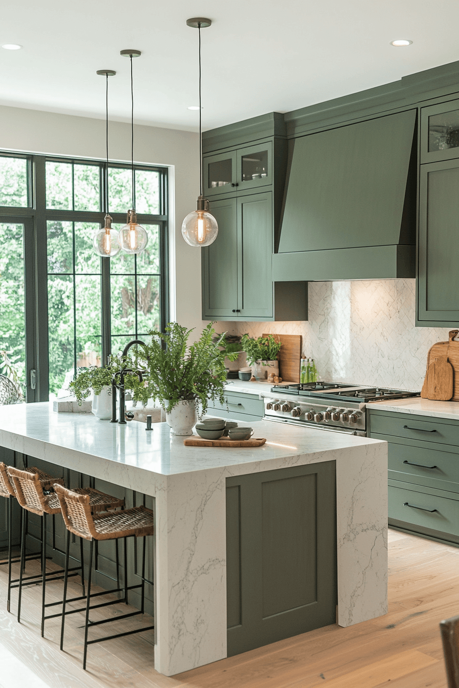 Olive Green Cabinets Kitchen