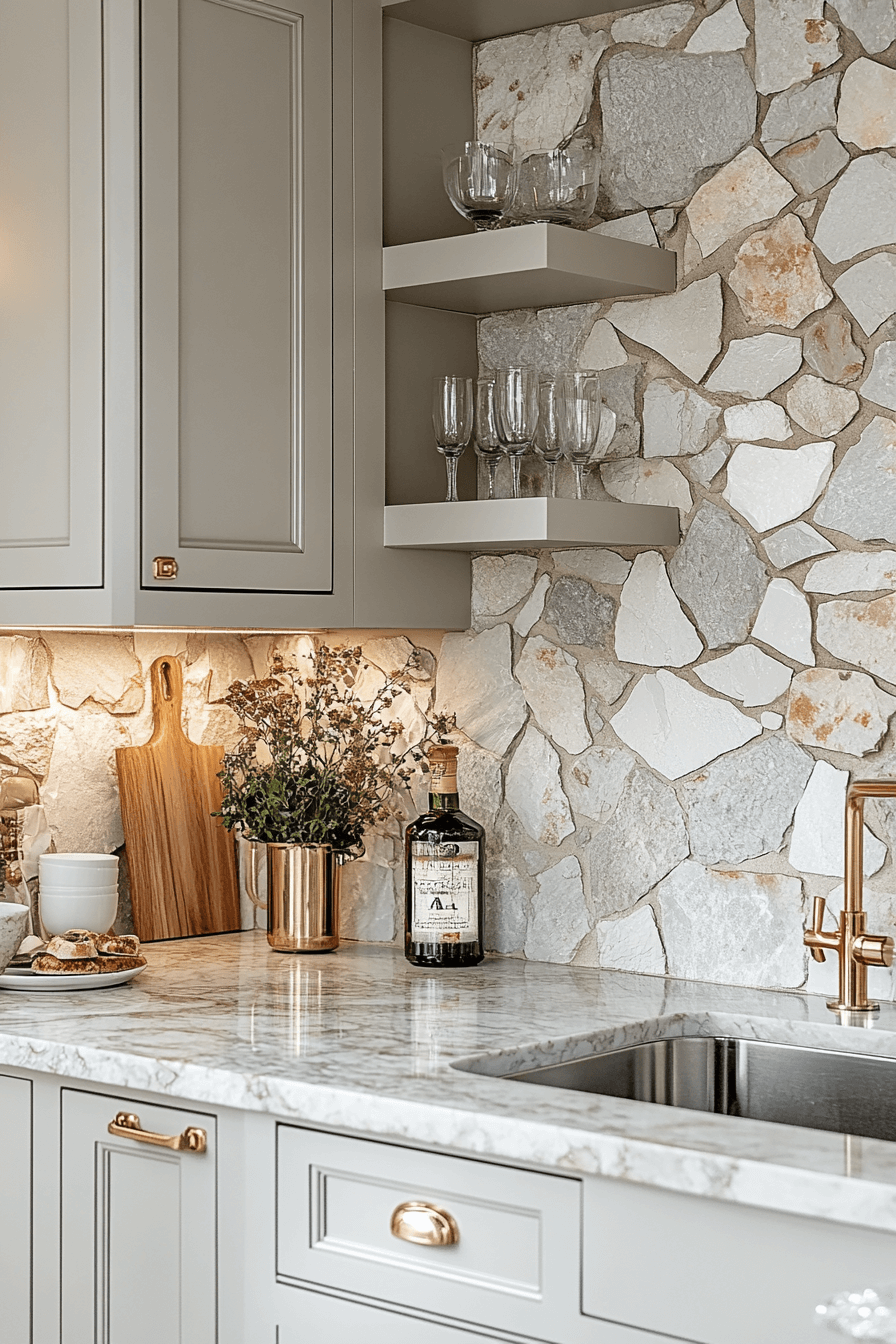 stone backsplash kitchen