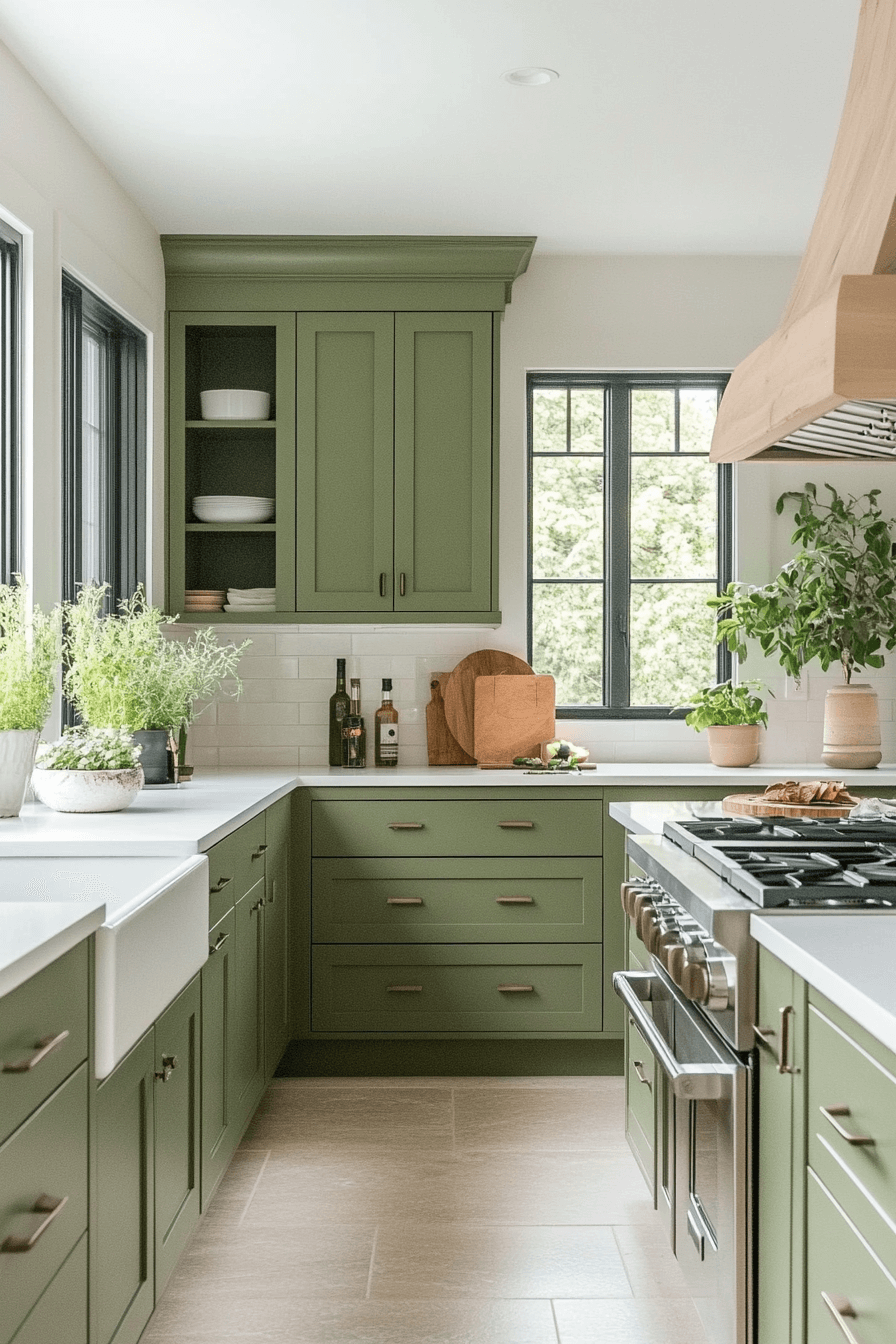 Olive Green Cabinets Kitchen