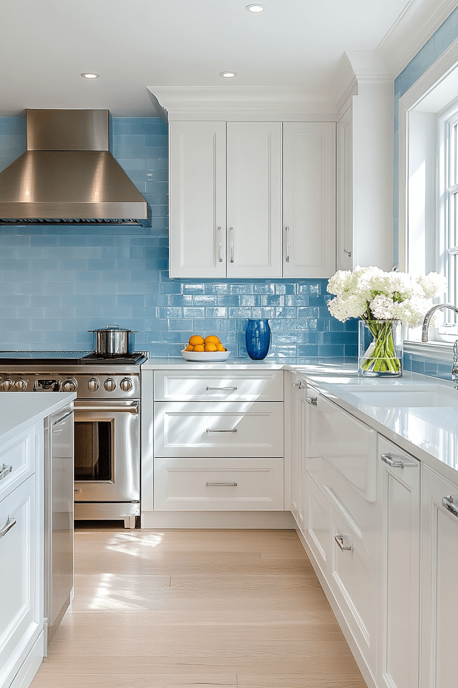 blue backsplash kitchen