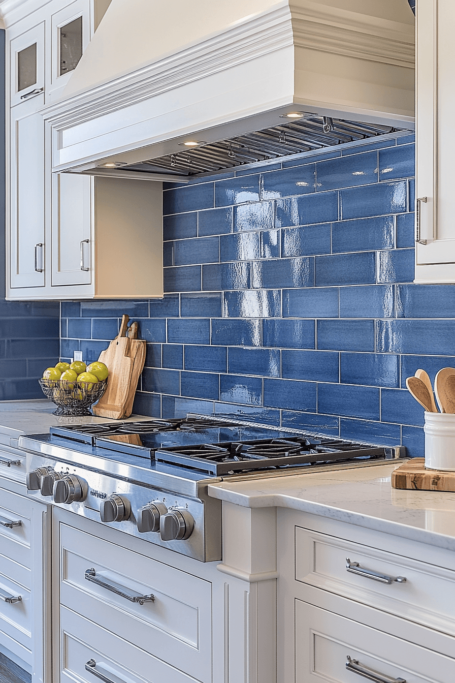 blue backsplash kitchen