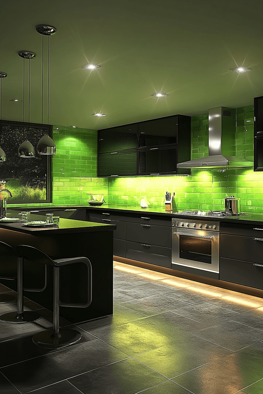 green backsplash kitchen
