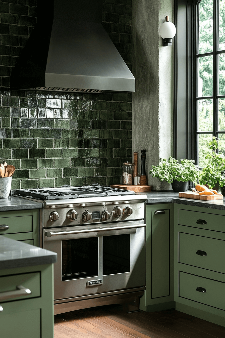 Olive Green Cabinets Kitchen