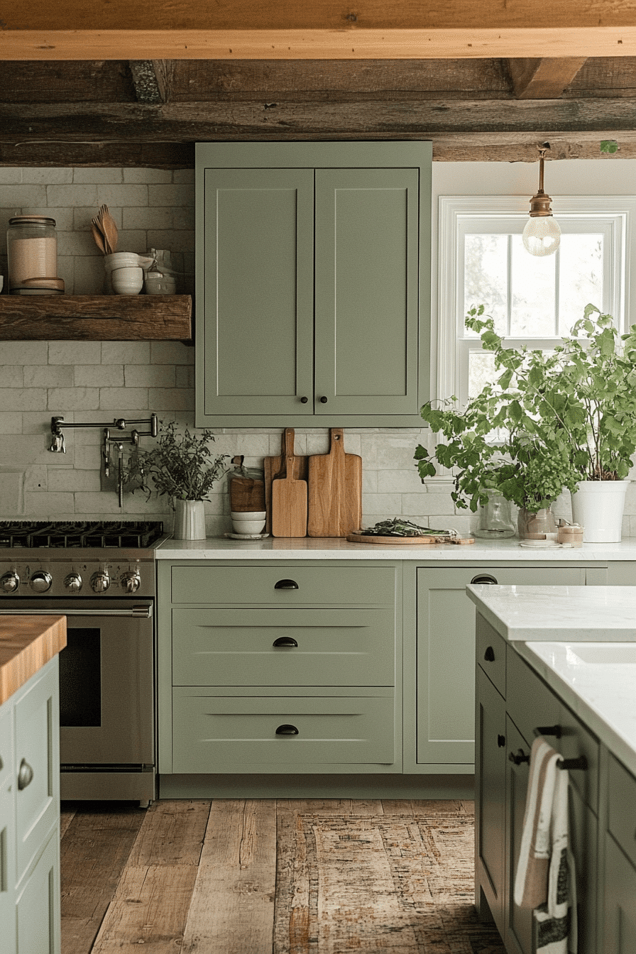 Olive Green Cabinets Kitchen