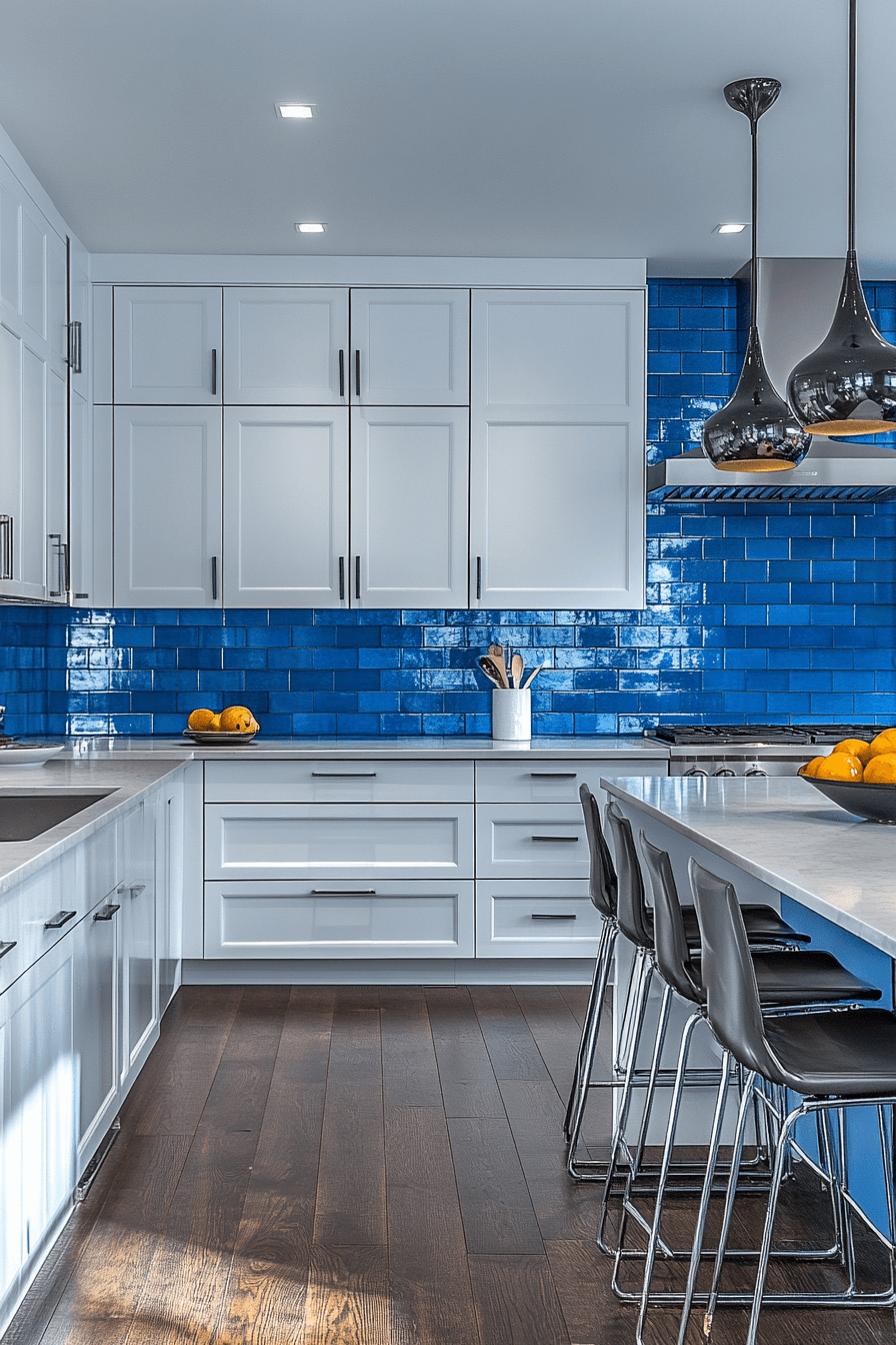 blue backsplash kitchen