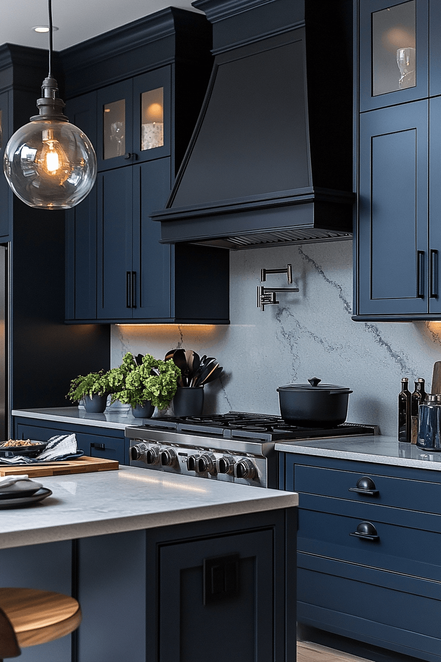 29 Dark Blue Kitchen Cabinets That Feel Modern And Sophisticated ...