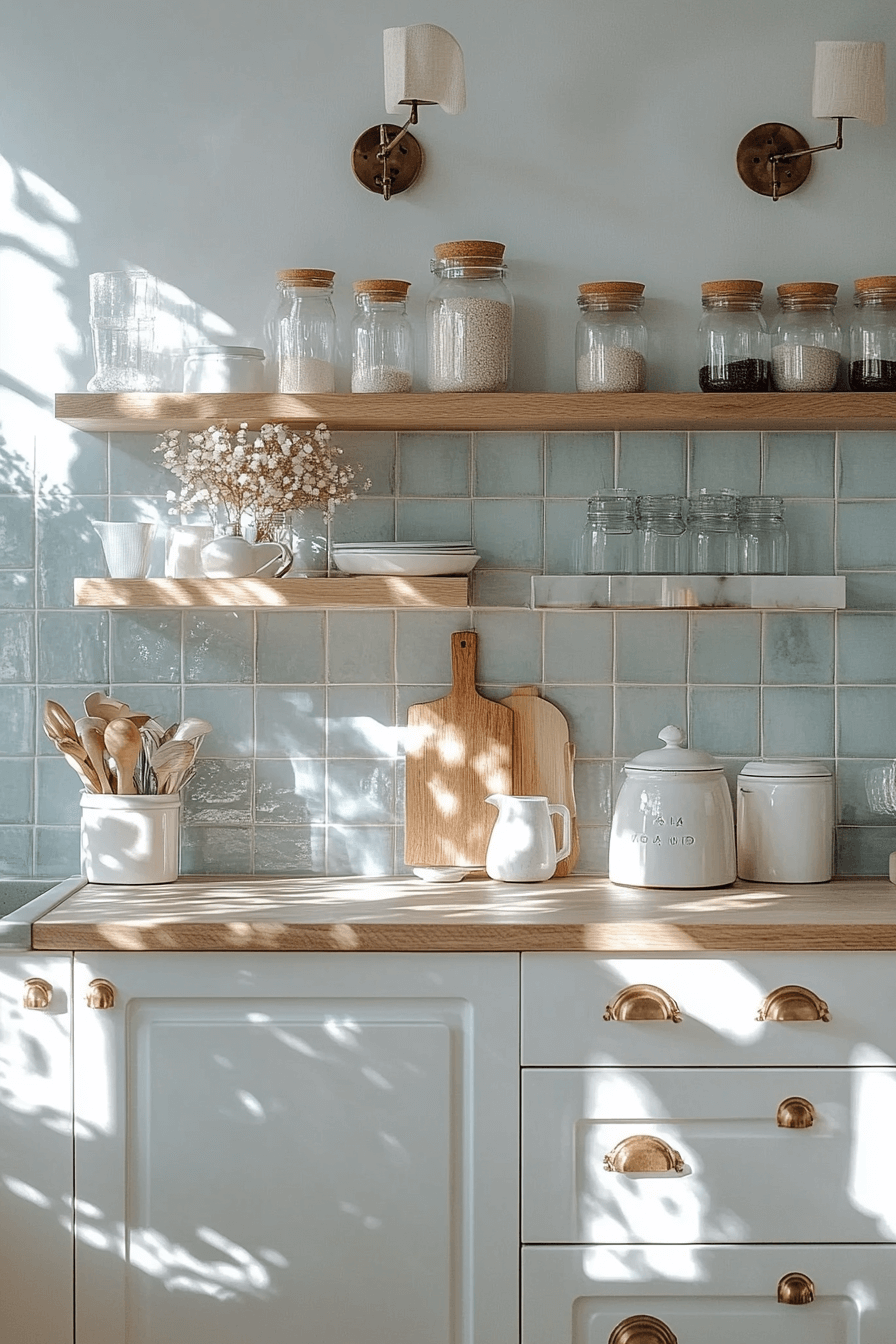 blue backsplash kitchen