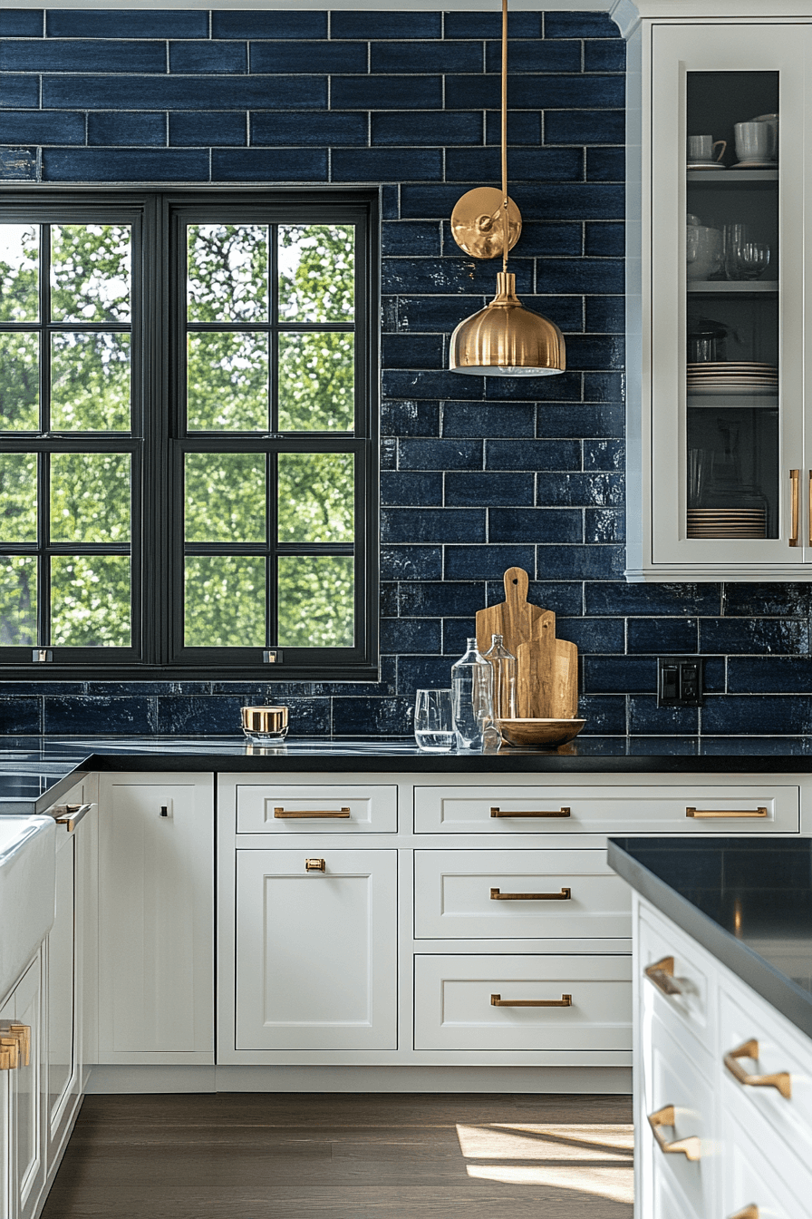 blue backsplash kitchen