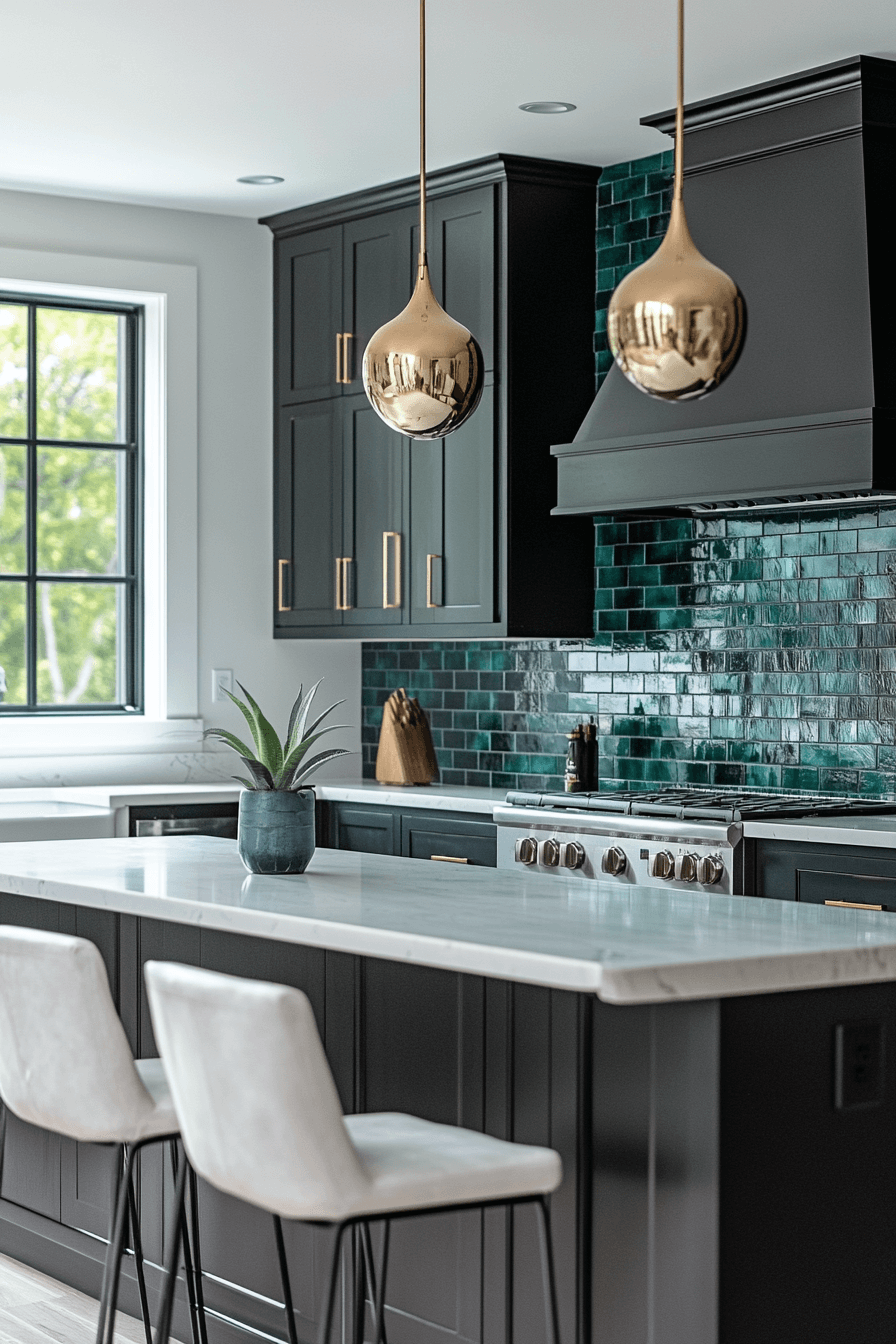 green backsplash kitchen