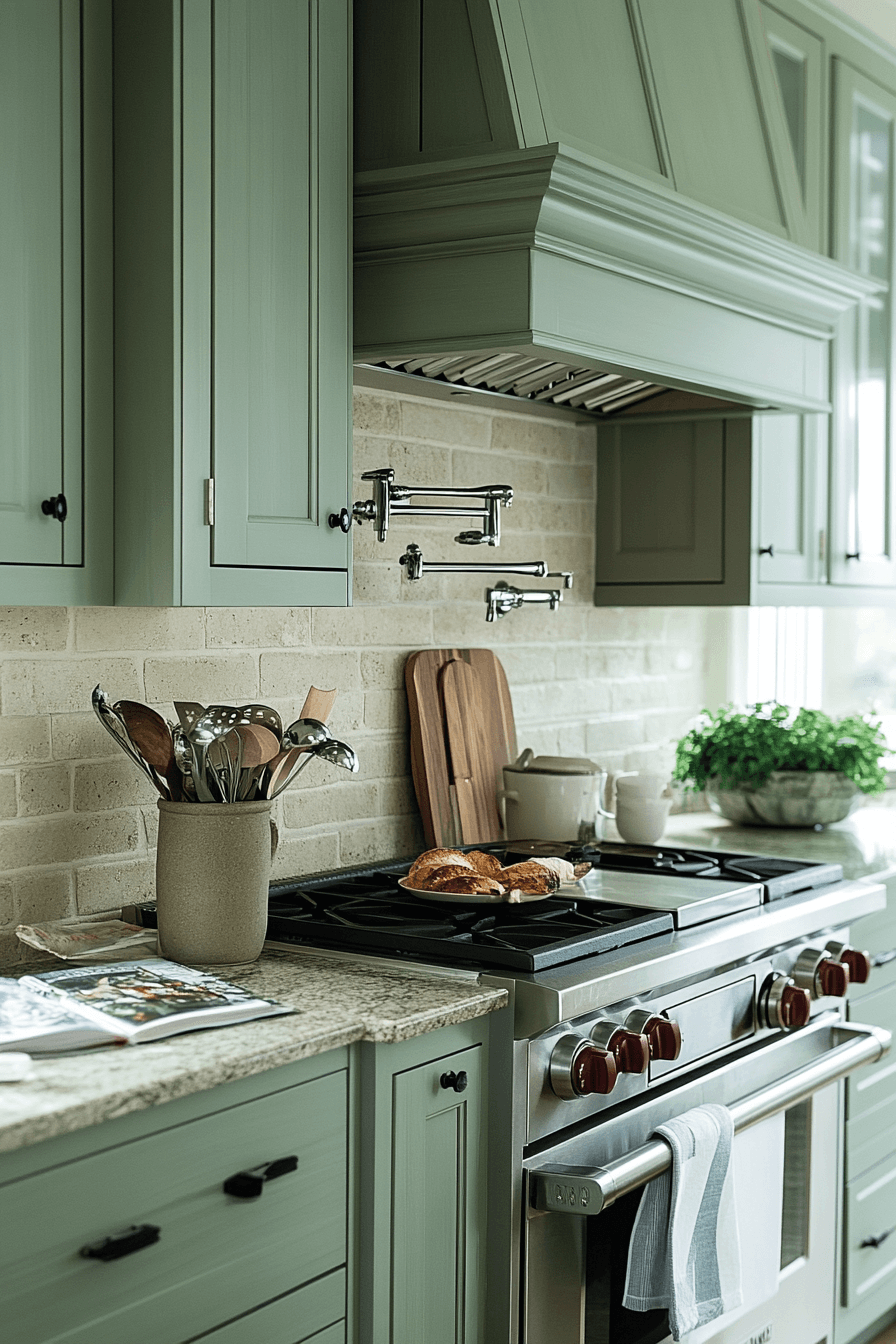 Olive Green Cabinets Kitchen