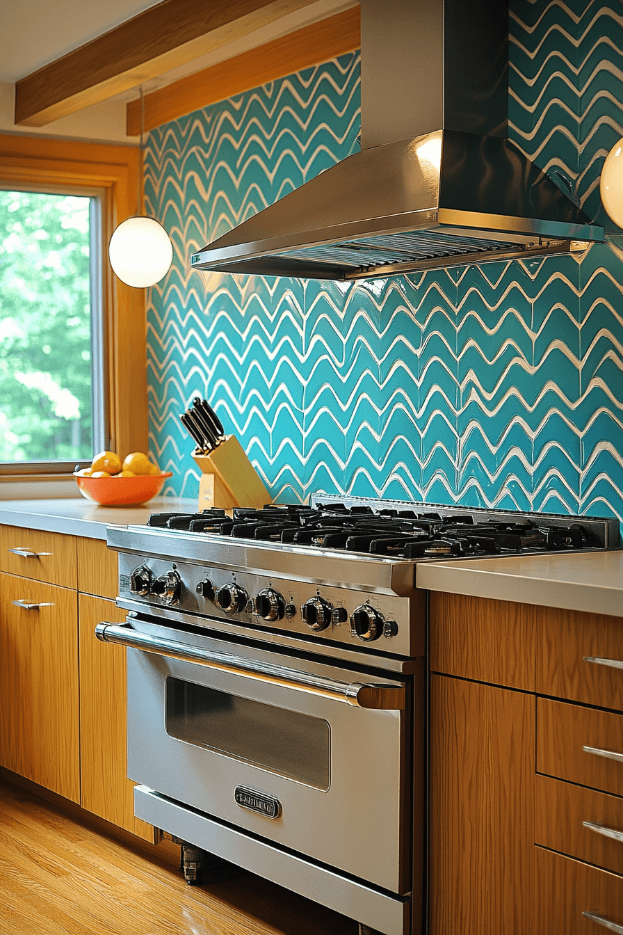 blue backsplash kitchen