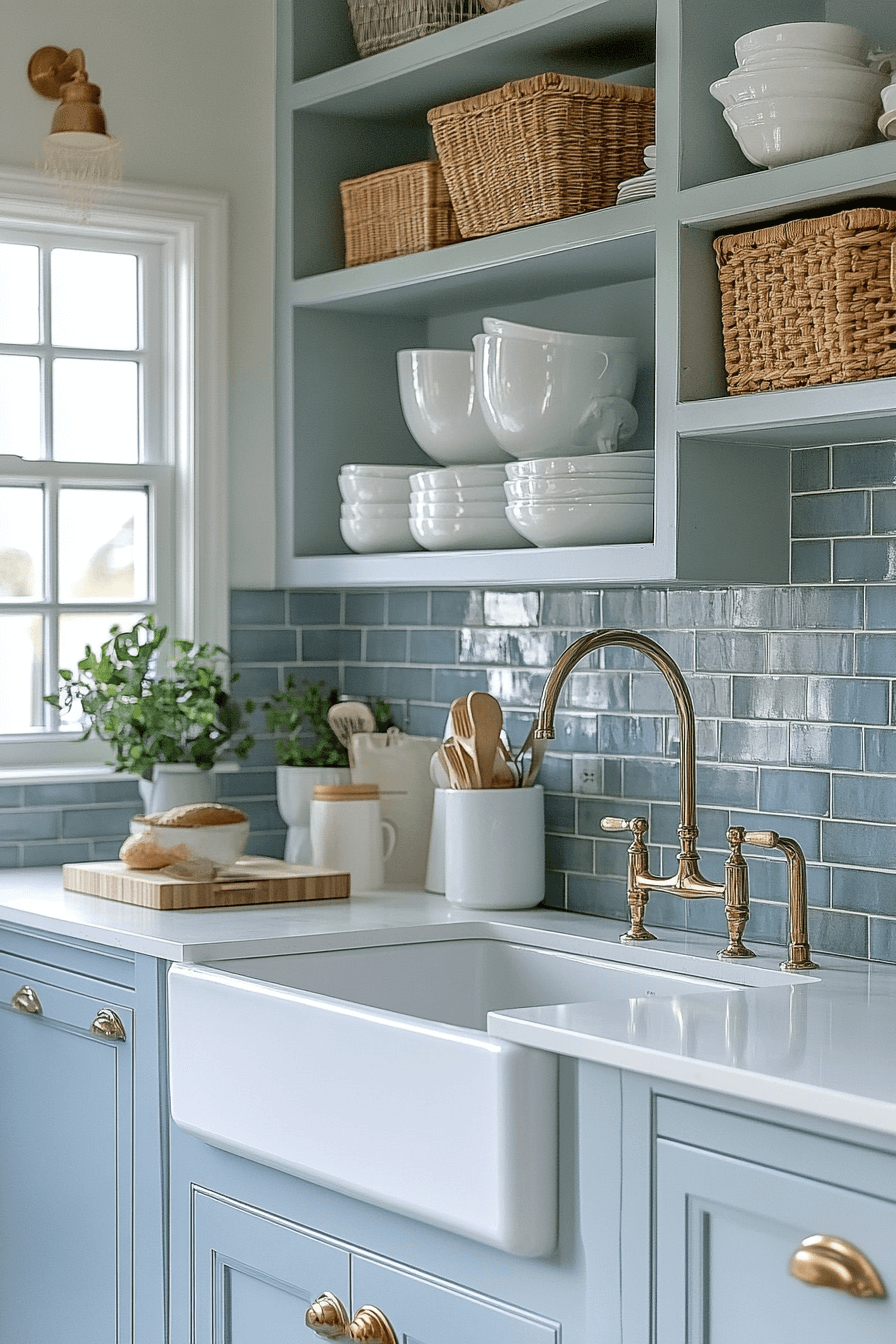 blue backsplash kitchen