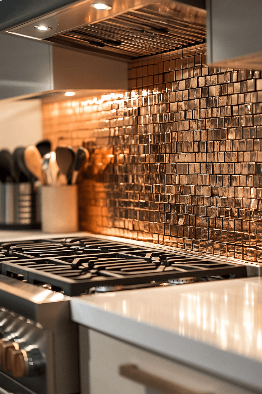 copper backsplash kitchen