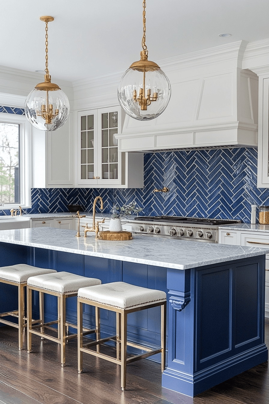 blue backsplash kitchen