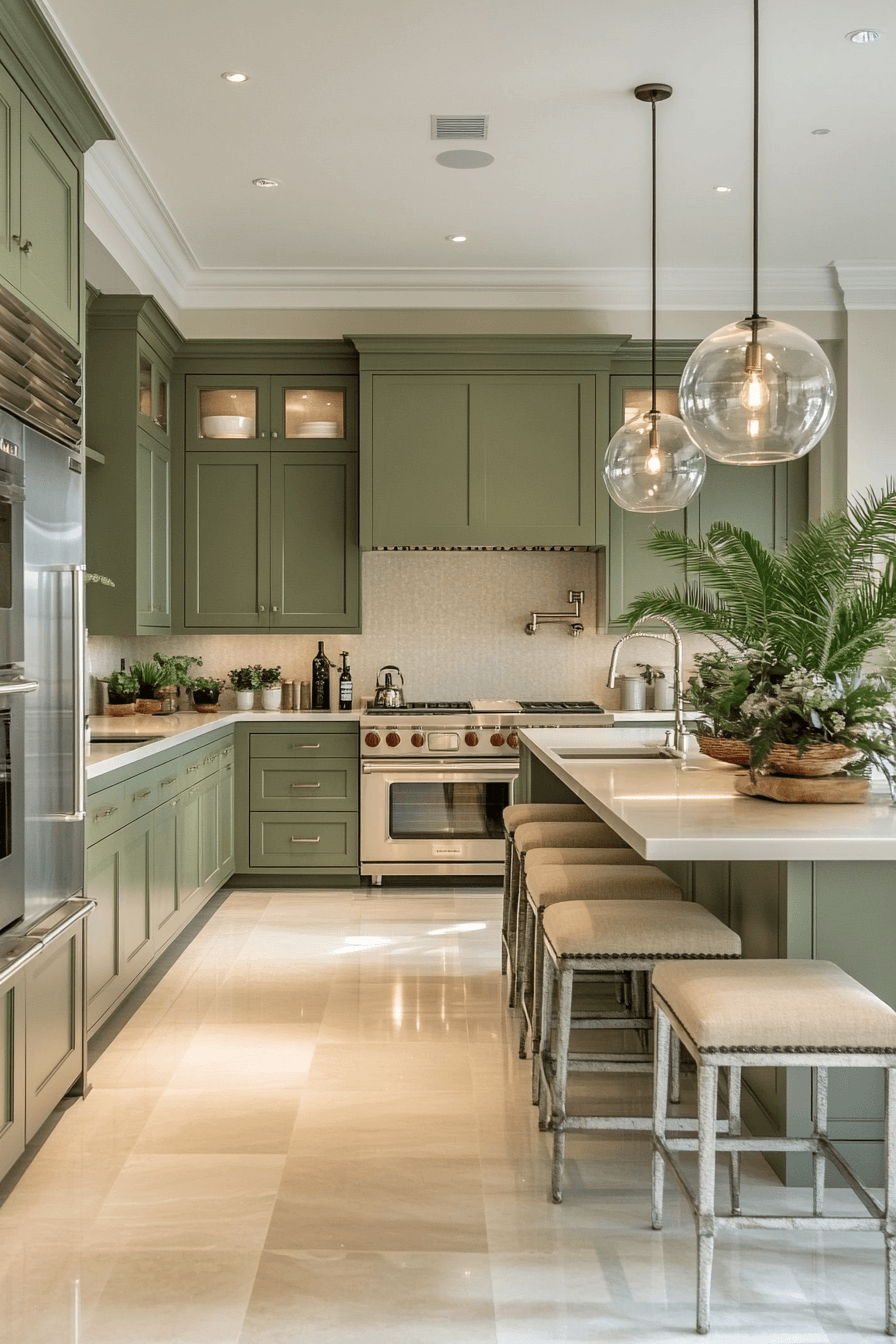 Olive Green Cabinets Kitchen
