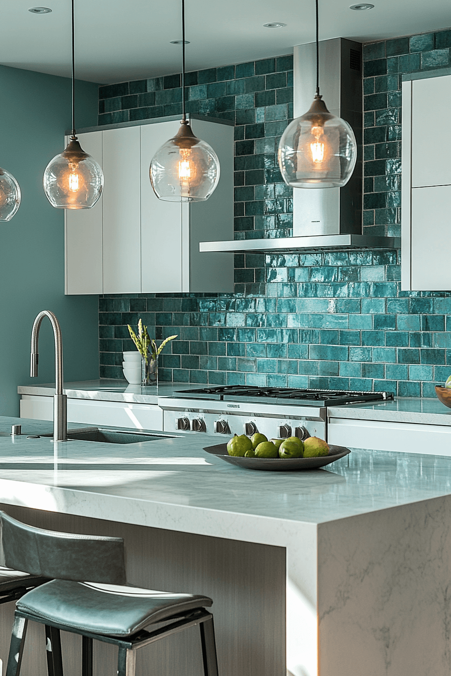 green backsplash kitchen
