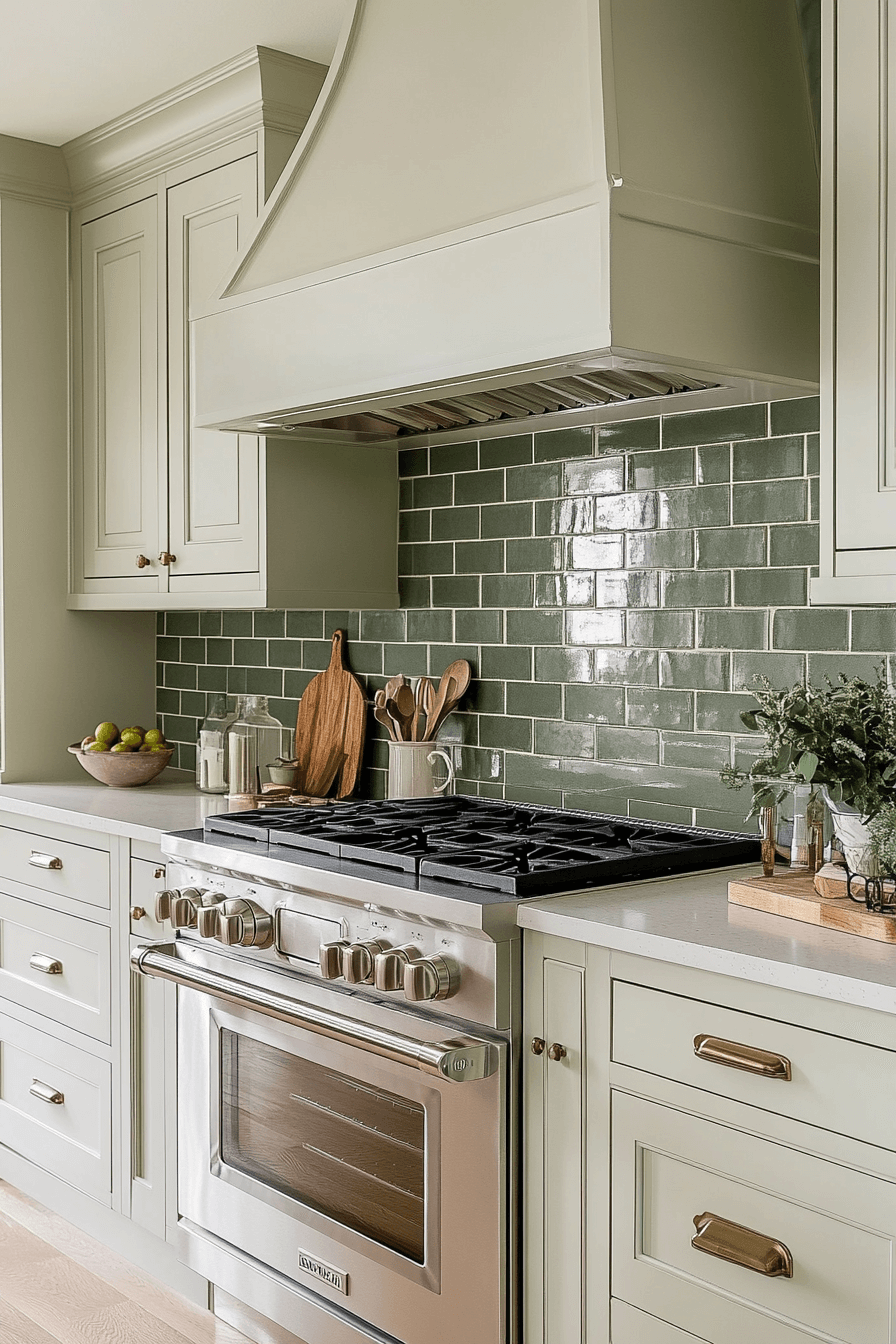 green backsplash kitchen