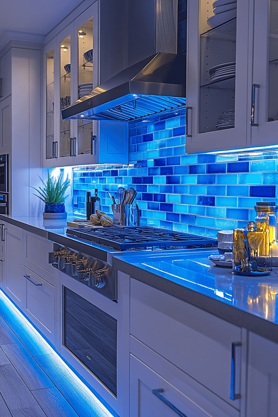 blue backsplash kitchen