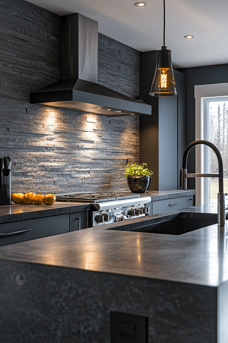 stone backsplash kitchen