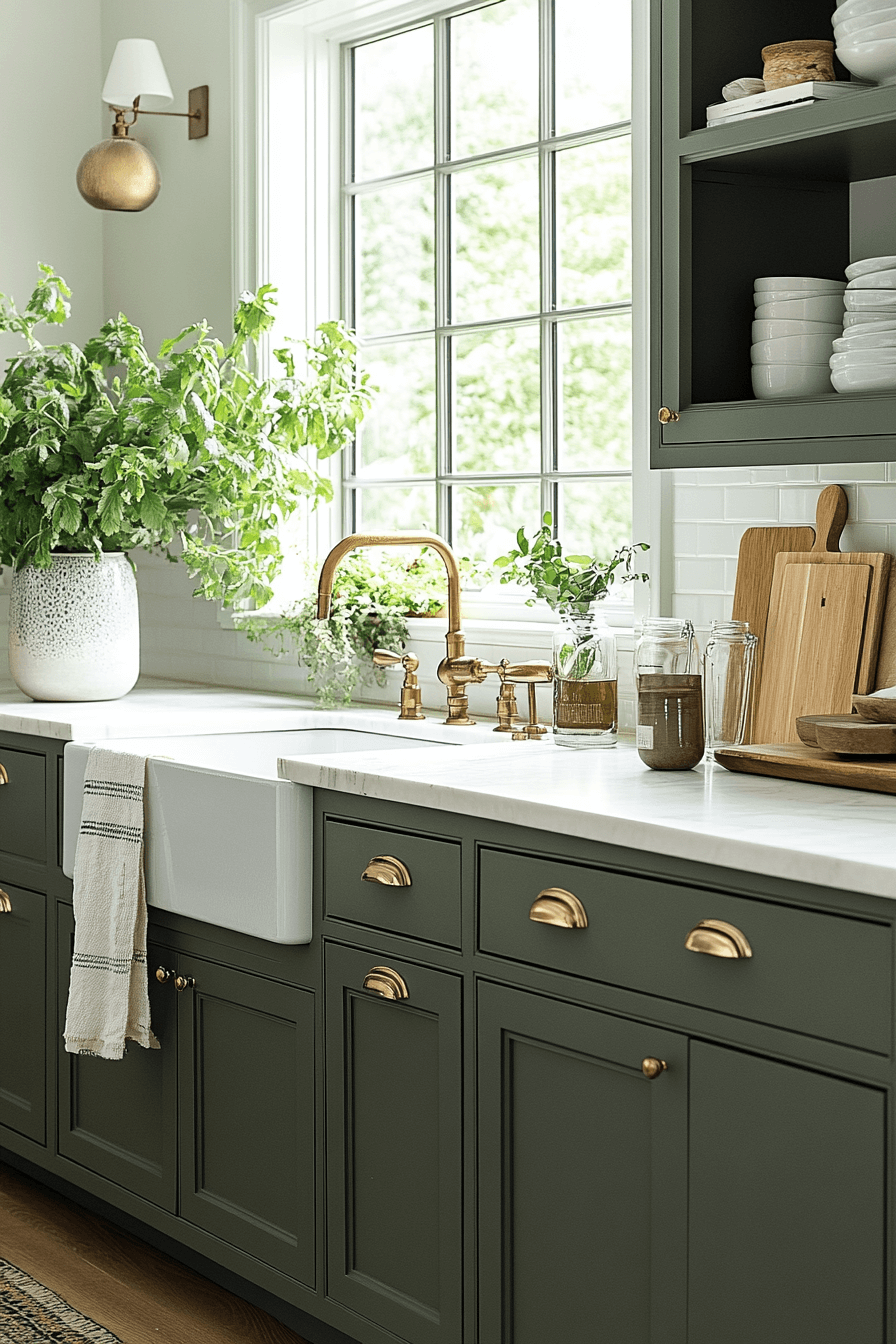 Olive Green Cabinets Kitchen