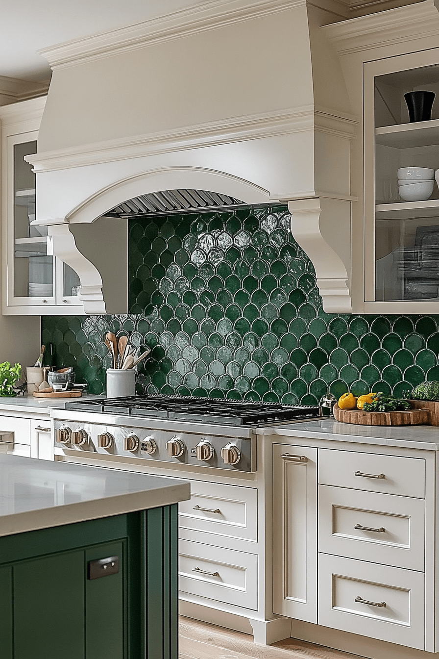 green backsplash kitchen