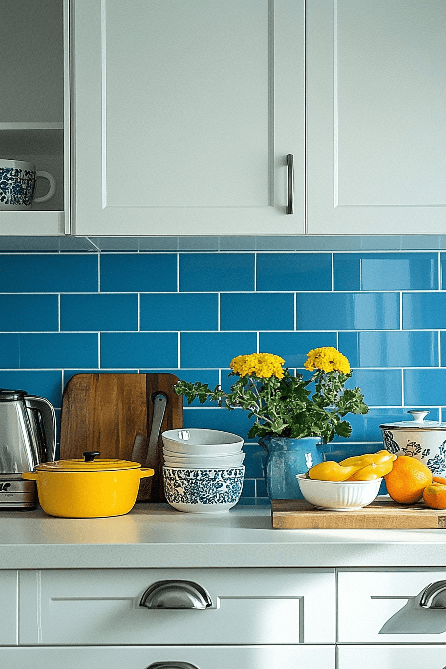 blue backsplash kitchen