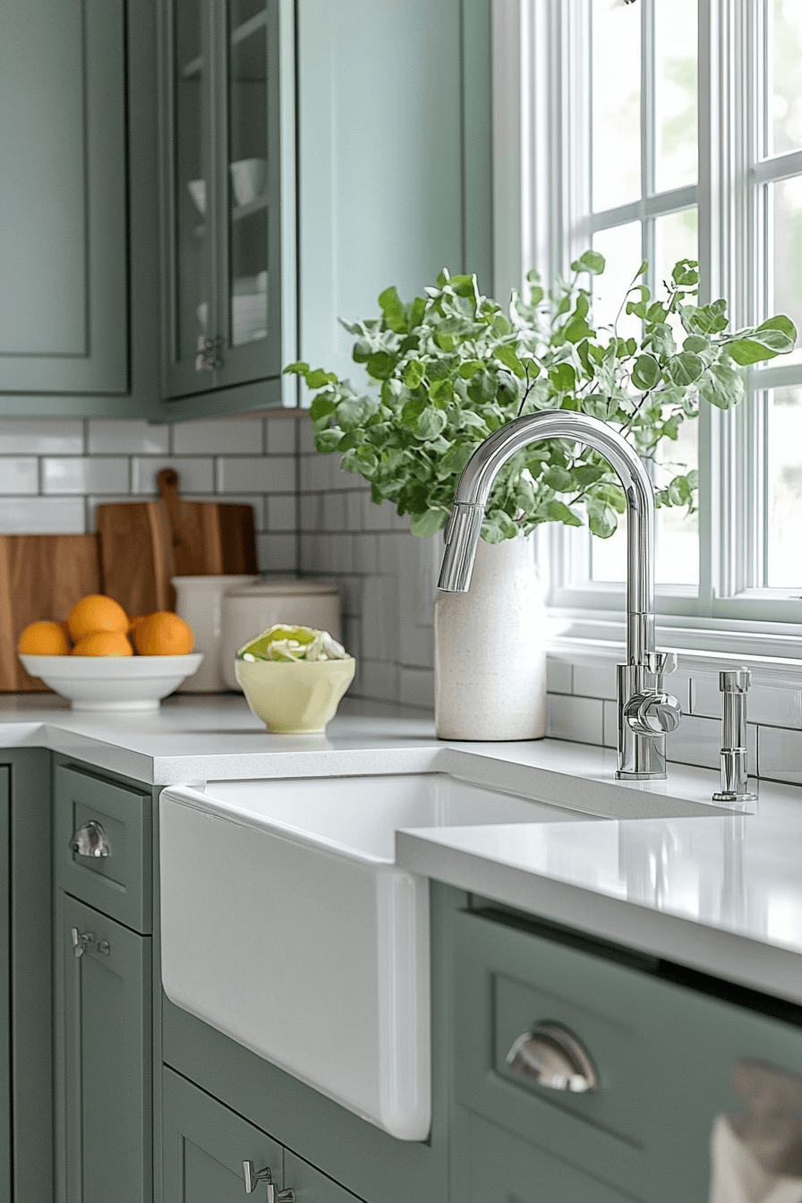 Olive Green Cabinets Kitchen