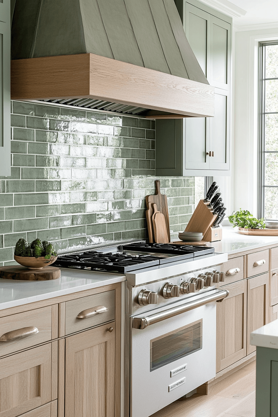 green backsplash kitchen