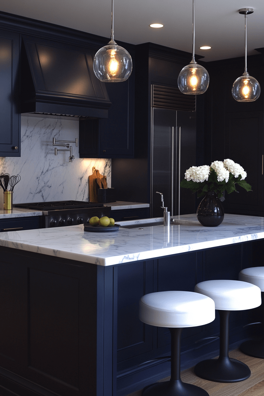 29 Dark Blue Kitchen Cabinets That Feel Modern And Sophisticated ...