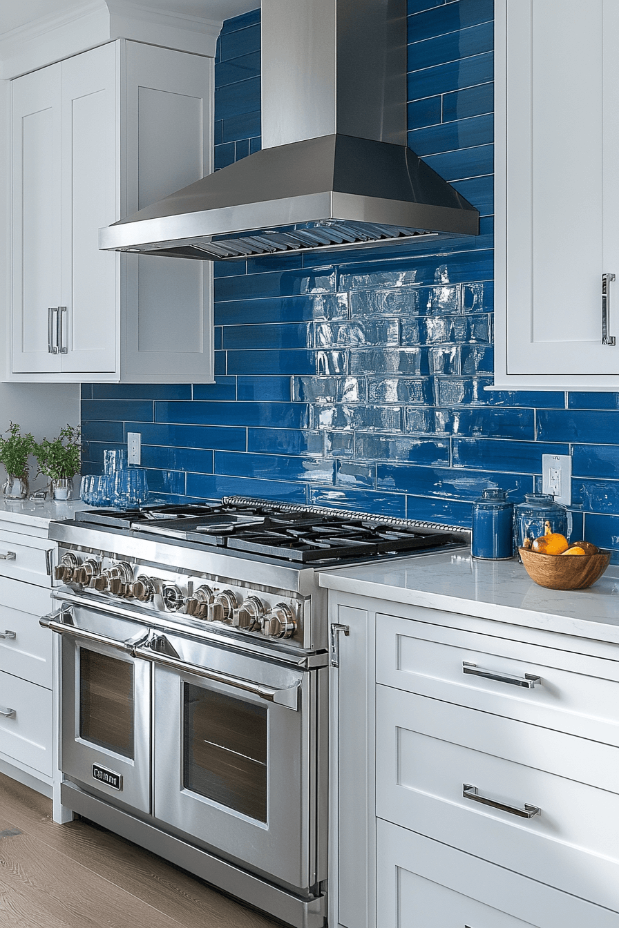 blue backsplash kitchen