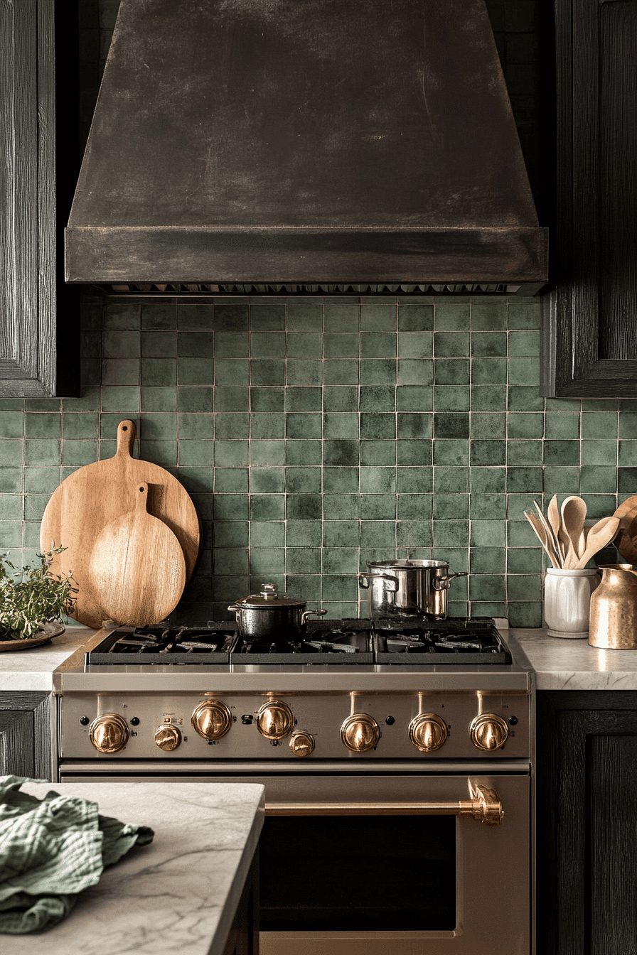 green backsplash kitchen
