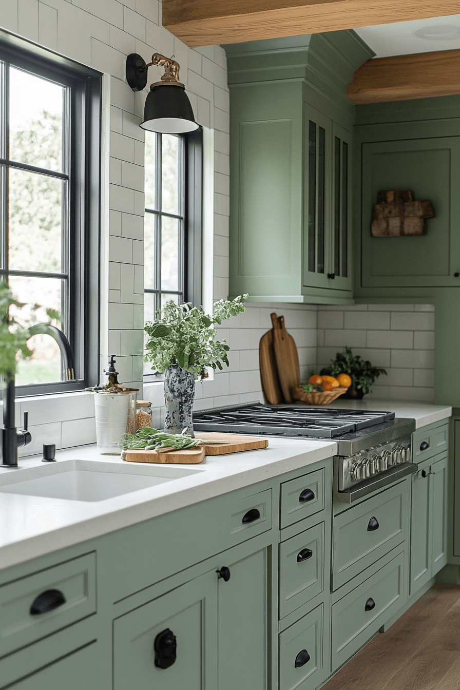 Olive Green Cabinets Kitchen