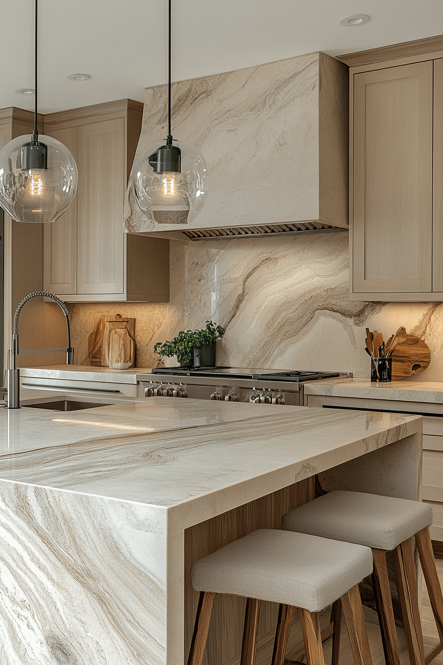 neutral backsplash kitchen